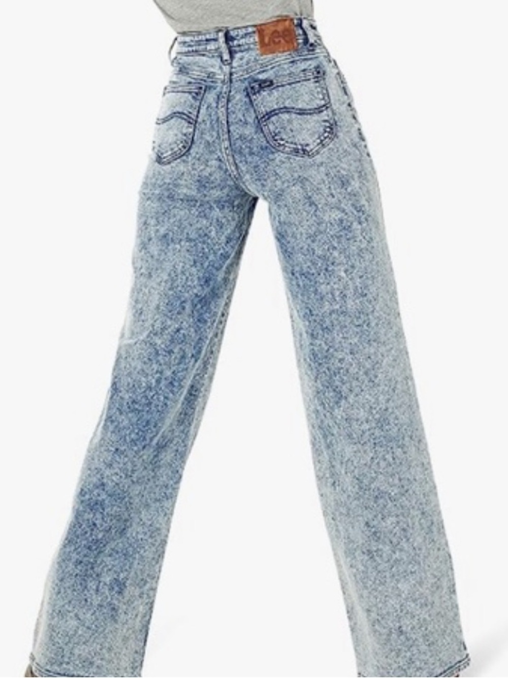 LEE High‎ Rise A Line Wide Leg Baggy Jeans 26 Stonewashed Y2K Retro EUC - Picture 2 of 10